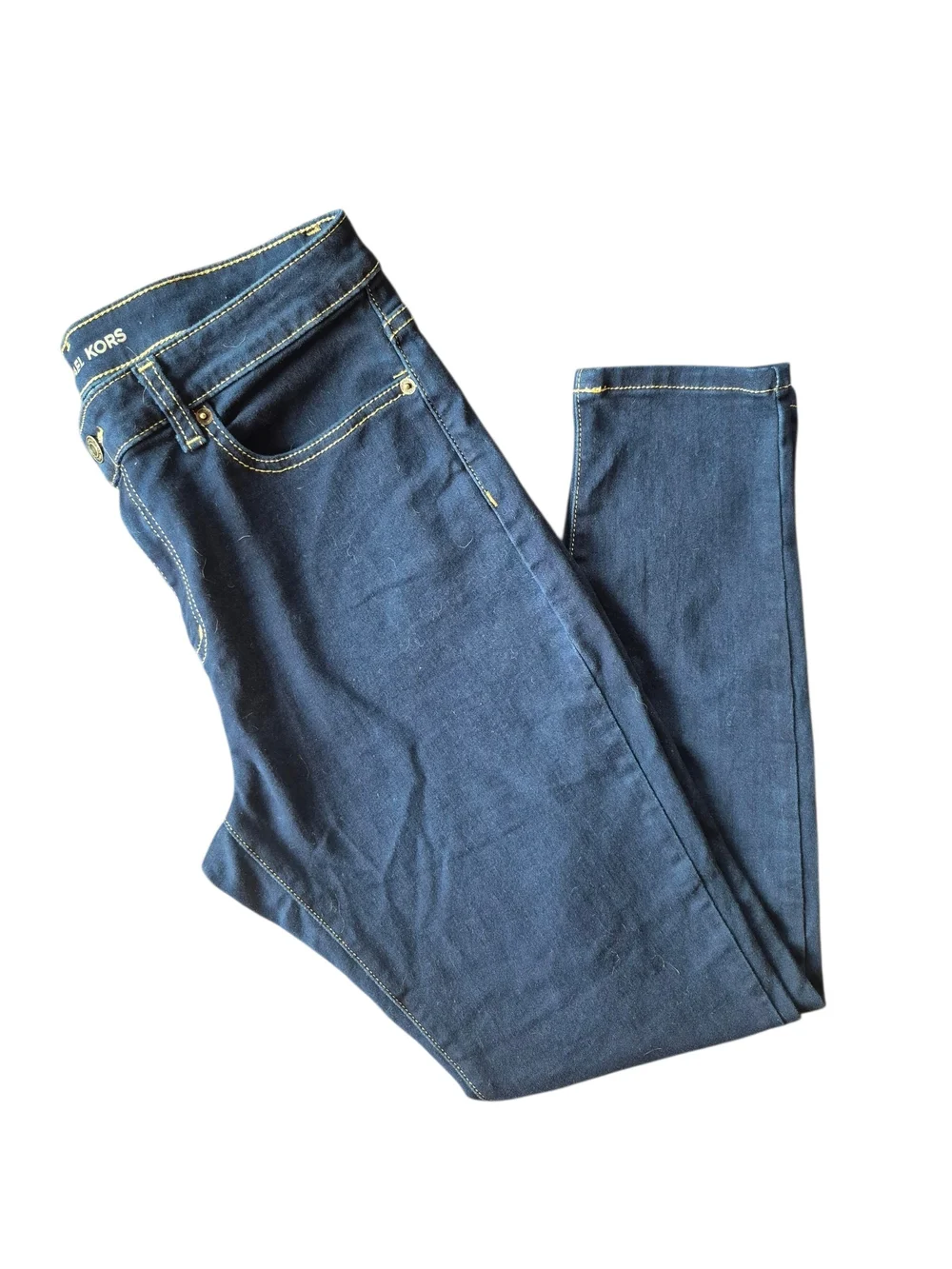 Michael Kors Izzy Skinny Jeans Dark Wash Stretch with Contrast Stitching